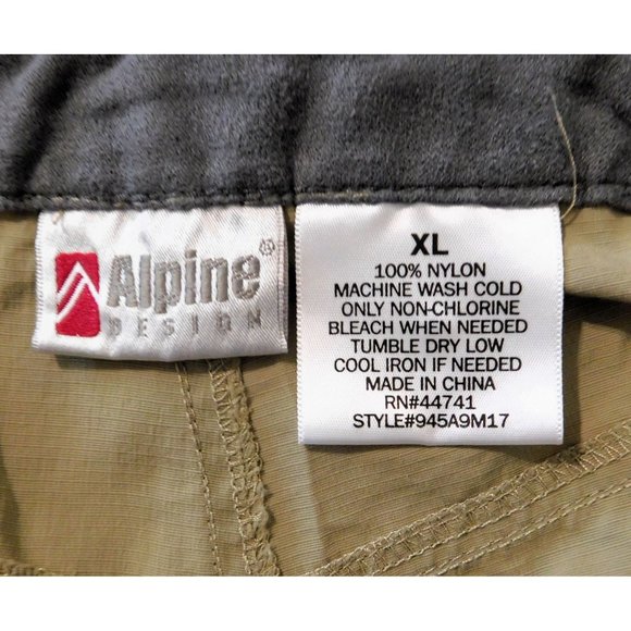Alpine Khaki Convertible Pants Shorts XL Tan Belted Zip Off legs Light Weight - Picture 7 of 7